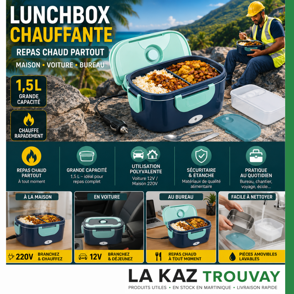 LunchBox Chauffante Électrique 1,5L™ – Repas Chaud Partout | Maison, Voiture & Bureau