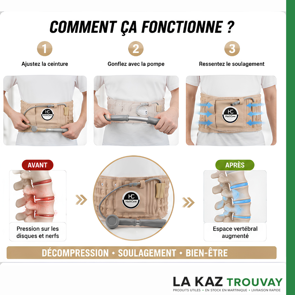 Ceinture de Décompression Lombaire AirFlex™ – Soulagement du Dos & Soutien Vertébral