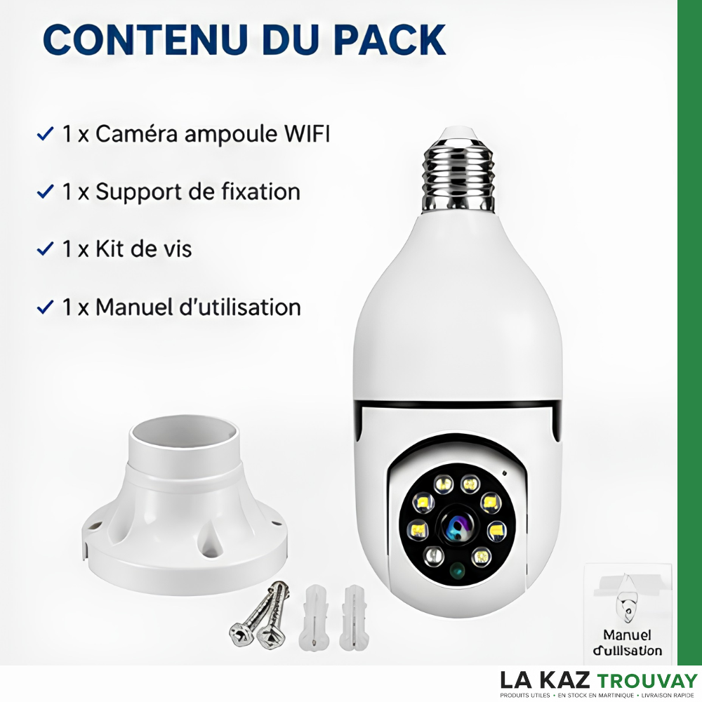 Caméra Ampoule Wifi 360° HD – Surveillez Votre Maison Depuis Votre Téléphone