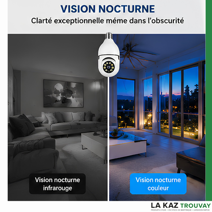 Caméra Ampoule Wifi 360° HD – Surveillez Votre Maison Depuis Votre Téléphone