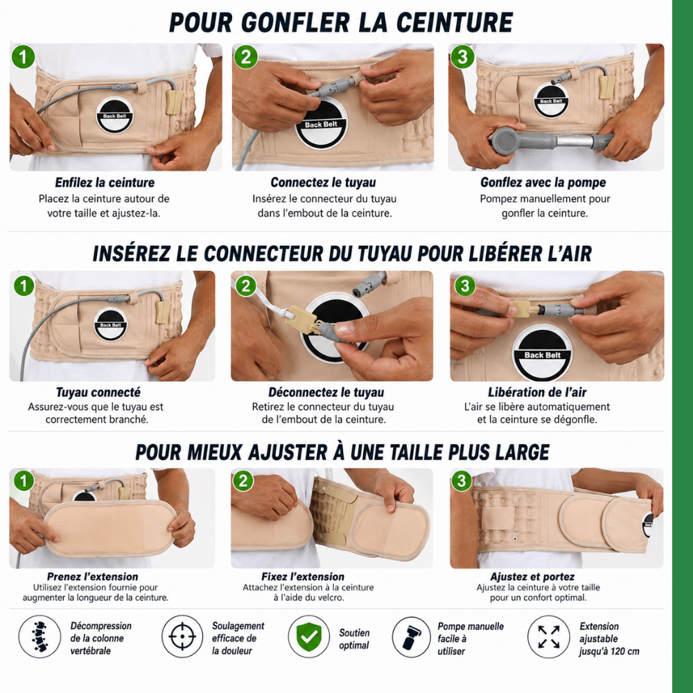 Ceinture de Décompression Lombaire AirFlex™ – Soulagement du Dos & Soutien Vertébral
