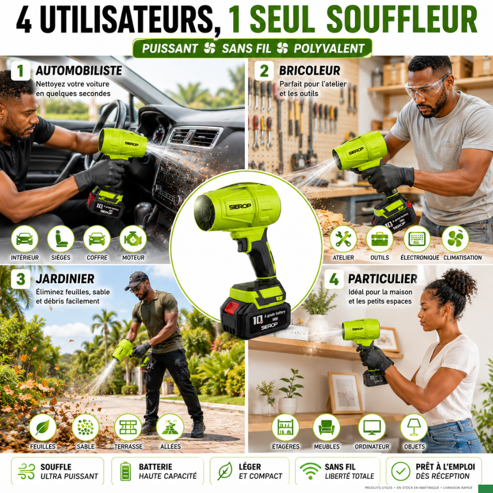 NEWS 2026 - Souffleur Turbo Pro™ Sans Fil – Ultra Puissant, Batterie Incluse & Mallette Offerte